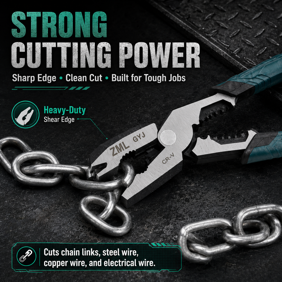 8-in-1 CR-V steel wire stripper pliers with sharp blades