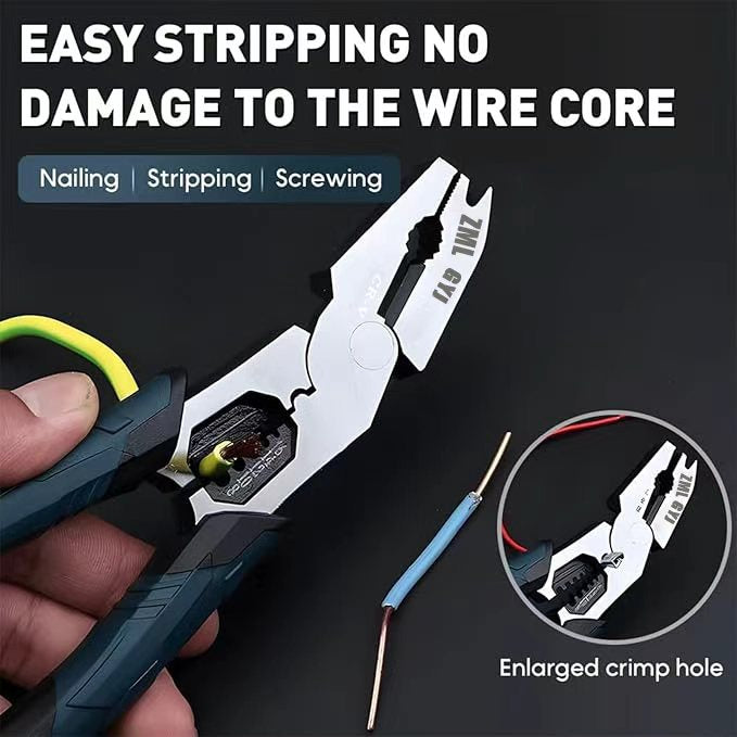 8-in-1 CR-V steel wire stripper pliers with sharp blades