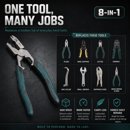 8-in-1 CR-V steel wire stripper pliers with sharp blades